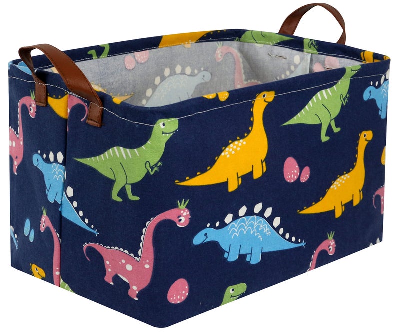 Essme Dinosaur Basket Dinosaur Storage Baskets for Boys  Dinosaur Baskets for Boys with Handle Dinosaur Baskets for Dinosaur Room Decor  Clothes Books.(Navy Blue dinosaurs) - Image 1